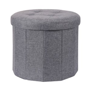 Taburet pliabil rotund cu spațiu de depozitare - Storage Solutions®, tip cutie, culoare gri, 45x45x39 cm