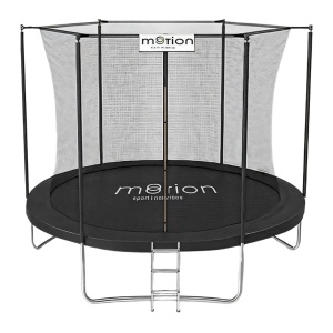 Trambulină de grădină Jumi, MOTION, 240 cm, cu plasă de protecție și scară, culoare negru
