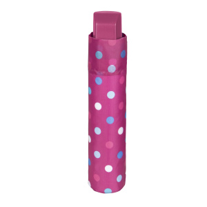 Umbrelă damă MINI manuală Perletti roz cu buline
