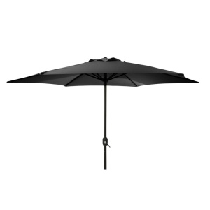 Umbrelă de grădină neagră Ø300 cm, cu sistem de deschidere prin manivelă, structură metalică rezistentă