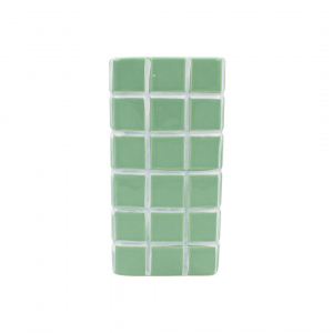 Vază ceramică model pătrățele 20x10.5 cm verzui