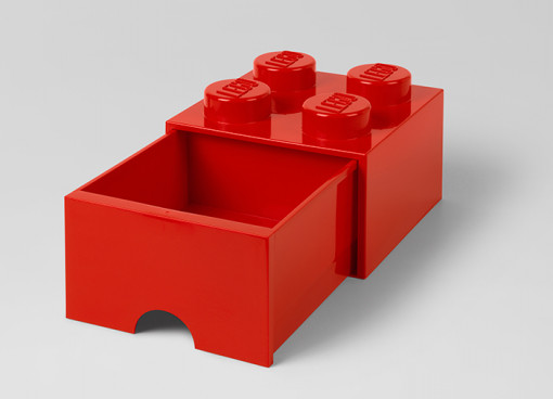 Cutie depozitare LEGO 2x2 cu sertar, rosu