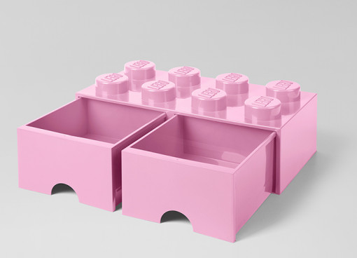 Cutie depozitare LEGO 2x4 cu sertare, roz