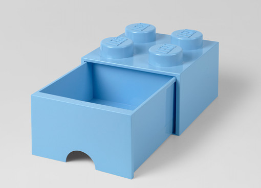 Cutie depozitare LEGO 2x2 cu sertar, albastru deschis