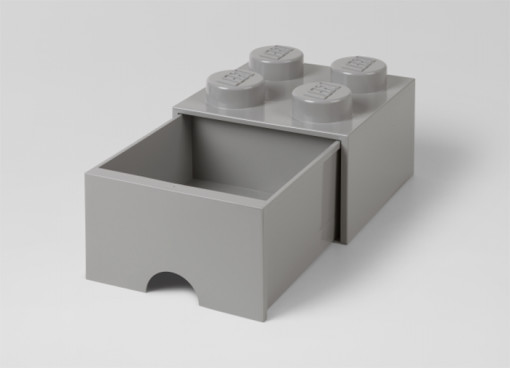 Cutie depozitare LEGO 2x2 cu sertar, gri