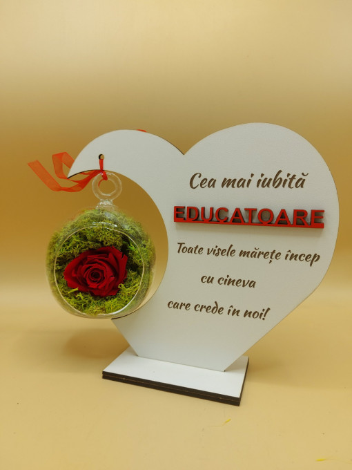 Suport inima cu trandafir criogenat-Educatoare(toate visele)