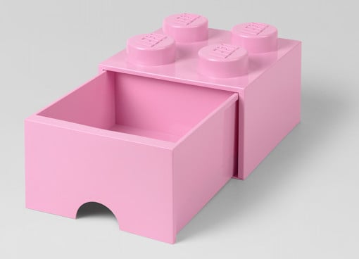 Cutie depozitare LEGO 2x2 cu sertar, roz