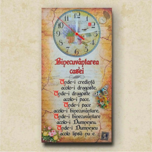 Tablou Cu Ceas 50x27 cm "Binecuvantarea Casei"