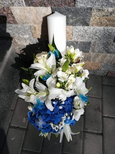 Lumanare botez cu flori de crin