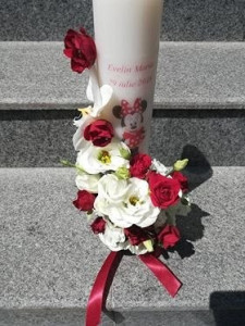 Lumanare botez cu minirosa si frezie