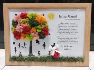 Tablou cu licheni - Inima mamei - Mesaj personalizat