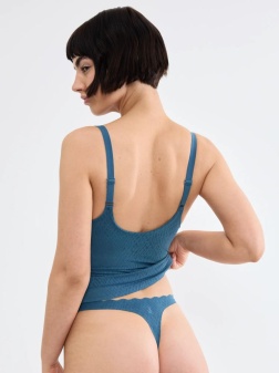 Maieu cu cupe push-up, Sloggi ZERO Feel Bliss THE UP Push Up Shirt Albastru - Img 2