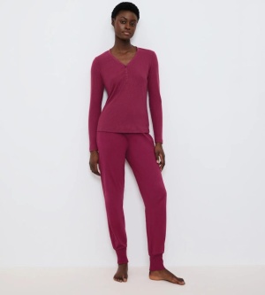 Pantaloni damă din 100% bumbac moale, Triumph Mix & Match Trousers Jersey Bordo - Img 4