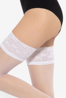 Ciorapi cu bandă adezivă Gatta Michelle 01 cu dantelă senzuală 15 DEN, Bianco - Img 2
