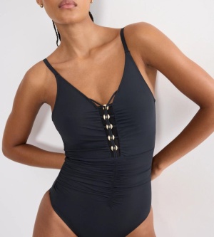 Costum de baie întreg, modelator, cu cupe buretate, Triumph Summer Twist OP 04 Negru - Img 3