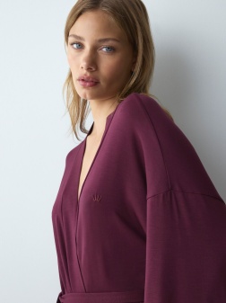 Halat cu mâneci lungi, Triumph Amourette Robe Bordo - Img 4
