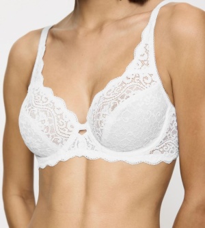 Sutien cu armătură din dantelă florală, Triumph Amourette W Alb - Img 3