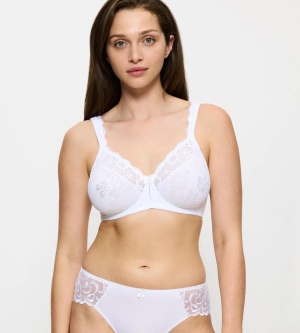 Sutien cu balene și cupe fără burete, cu acoperire completă, din dantela tulle, Triumph Stellina W Alb