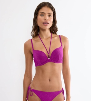 Sutien de baie push-up din material strălucitor lurex, Triumph Summer Sunset WHU Sweet Heart Mov