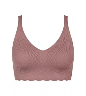 Bustieră fără armătură, dantelat, Sloggi ZERO Feel Bliss Bralette Maro - Img 5