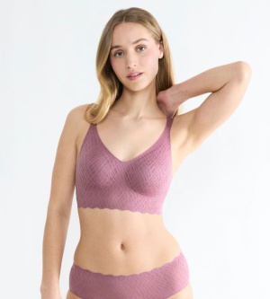 Bustieră fără armătură, dantelat, Sloggi ZERO Feel Bliss Bralette Mov