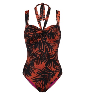 Costum de baie bandeau cu cupe buretate, Triumph Summer Palm OPD, Maro - Img 5