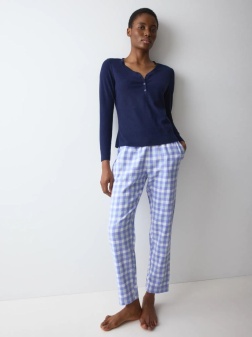 Pantaloni lungi din bumbac, Triumph Mix & Match Tapered Trouser Flannel Bleumarin - Img 4
