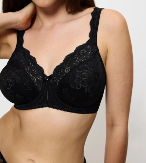 Sutien cu balene și cupe fără burete, cu acoperire completă, din dantela tulle, Triumph Stellina W Negru - Img 3