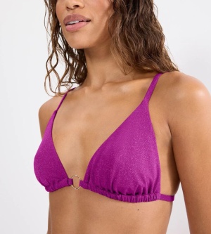 Sutien de baie triunghiular, fără armătură cu lurex strălucitor, Triumph Summer Sunset N Mov - Img 3