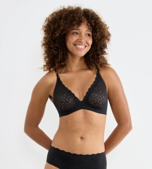 Sutien push-up fără armătură, Sloggi ZERO Feel Bliss THE UP P Bra Negru