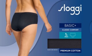 Chilot clasic cu talie medie, invizibil sub haine, Sloggi Basic+ Midi, Negru - Img 2