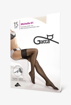 Ciorapi cu bandă adezivă Gatta Michelle 01 cu dantelă senzuală 15 DEN, Natural - Img 8