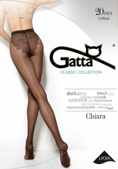 Dresuri damă cu dungă decorativă, Gatta Chiara 20 DEN, Nero