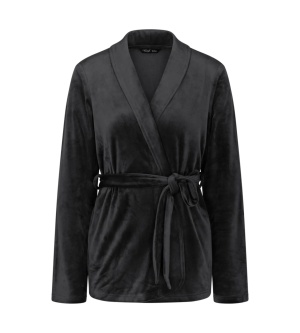 Halat scurt, Triumph Sensual Velour Robe Top 01 Negru - Img 6