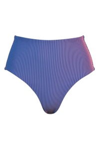 Naturana Merida 78116, Slip de baie cu talie înaltă în aspect Chameleon Ribbed Albastru-Roz - Img 5
