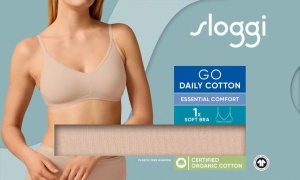 Sutien bumbac fără armătură, Sloggi GO Daily Cotton Soft bra Bej - Img 6