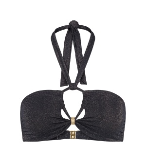 Sutien de baie tip bandeau fără burete cu lurex strălucitor, Triumph Summer Sunset Bandeau Negru - Img 5