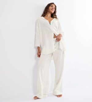 Cămașă damă din in și vâscoză, Triumph Summer Wear Boyfriend Shirt 01 Crem - Img 4
