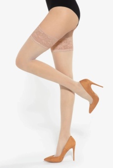 Ciorapi cu bandă adezivă Gatta Michelle 01 cu dantelă senzuală 15 DEN, Natural - Img 5