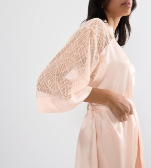 Halat satin Triumph A Weekend To Remember Crem | Kimono elegant cu dantelă - Img 3