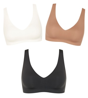 Set de 3 sutiene, Sloggi ZERO Feel 2.0 Soft bra Crem, Bej, Negru - Img 2