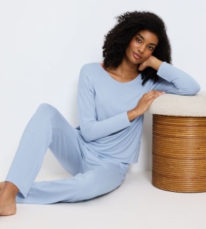 Set Pijama Triumph Timeless Sensuality PK LSL Albastru