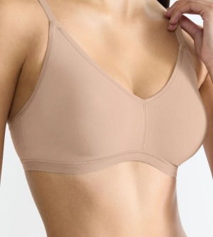 Sutien bumbac fără armătură, Sloggi GO Daily Cotton Soft bra Bej - Img 3