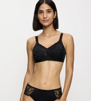 Sutien clasic ideal pentru cupe mari, cupa G, fără armătură, Triumph Delicate Doreen N, Negru