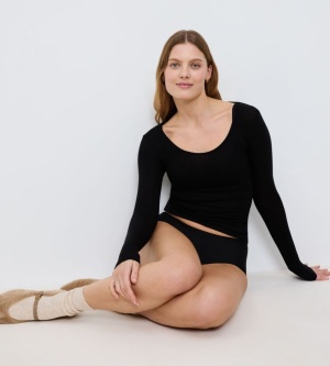 Bluză cu decolteu rotund adânc, Triumph Beauty Layers Top Scoop Neck Negru