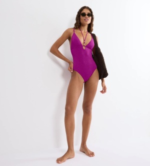 Costum de baie întreg triunghiular cu cupe buretate, Triumph Summer Sunset OP 01 Mov - Img 4