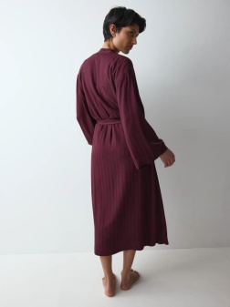 Halat lung cu cordon în talie, Triumph Amourette Jacquard Long Robe Bordo - Img 2