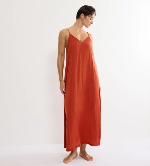 Rochie lungă cu croială relaxată, Triumph Summer Satin Dress Portocaliu