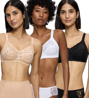 Set de 3 sutiene Triumph Delicate Doreen N Alb, Bej, Negru - Img 3