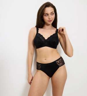 Sutien cu balene și cupe fără burete, cu acoperire completă, din dantela tulle, Triumph Stellina W Negru - Img 4